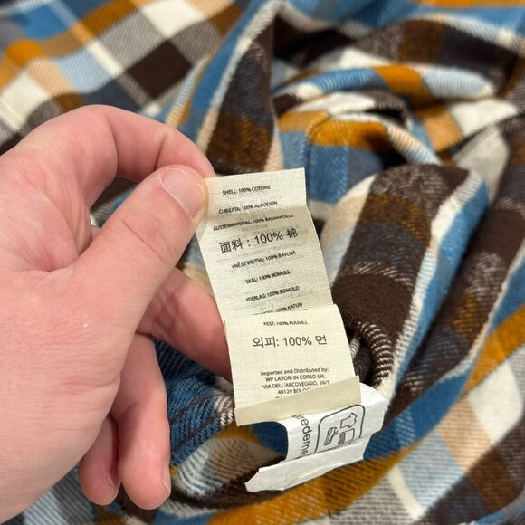 Filson Mens Vintage Flannel Work Shirt Brown Cream Ochre Blue Plaid Size M NWOT - Picture 10 of 10